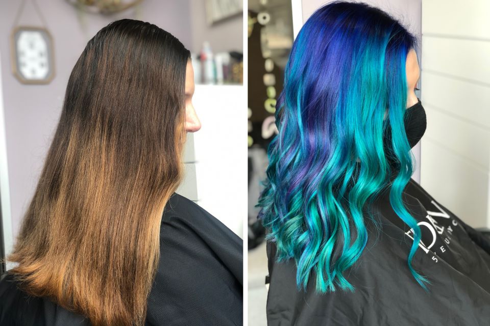 960 Before and After Mermaid Hair Vibrant Hair before and after