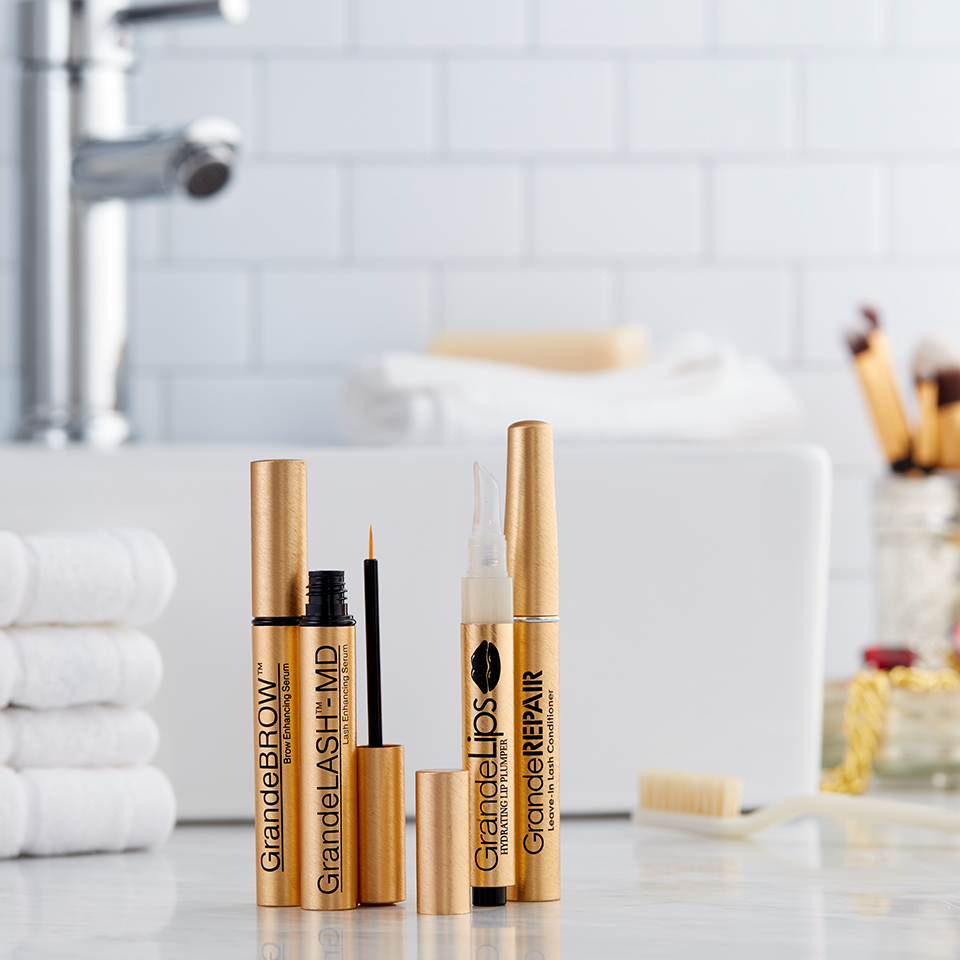 GrandeCosmetics products in the bathroom | SalonCentric 